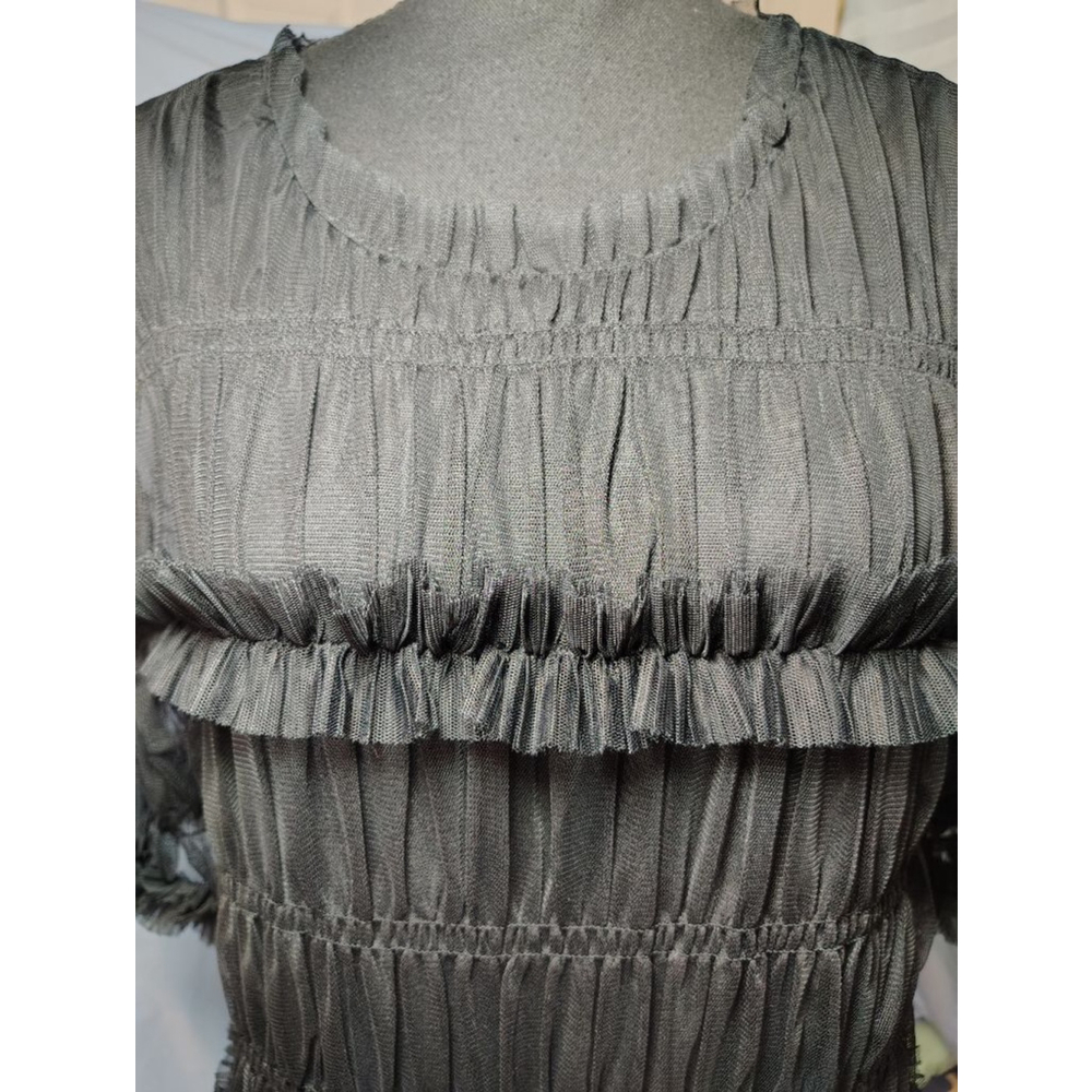 WHO WHAT WEAR Rouched Black Mini Dress L - Picture 5 of 11